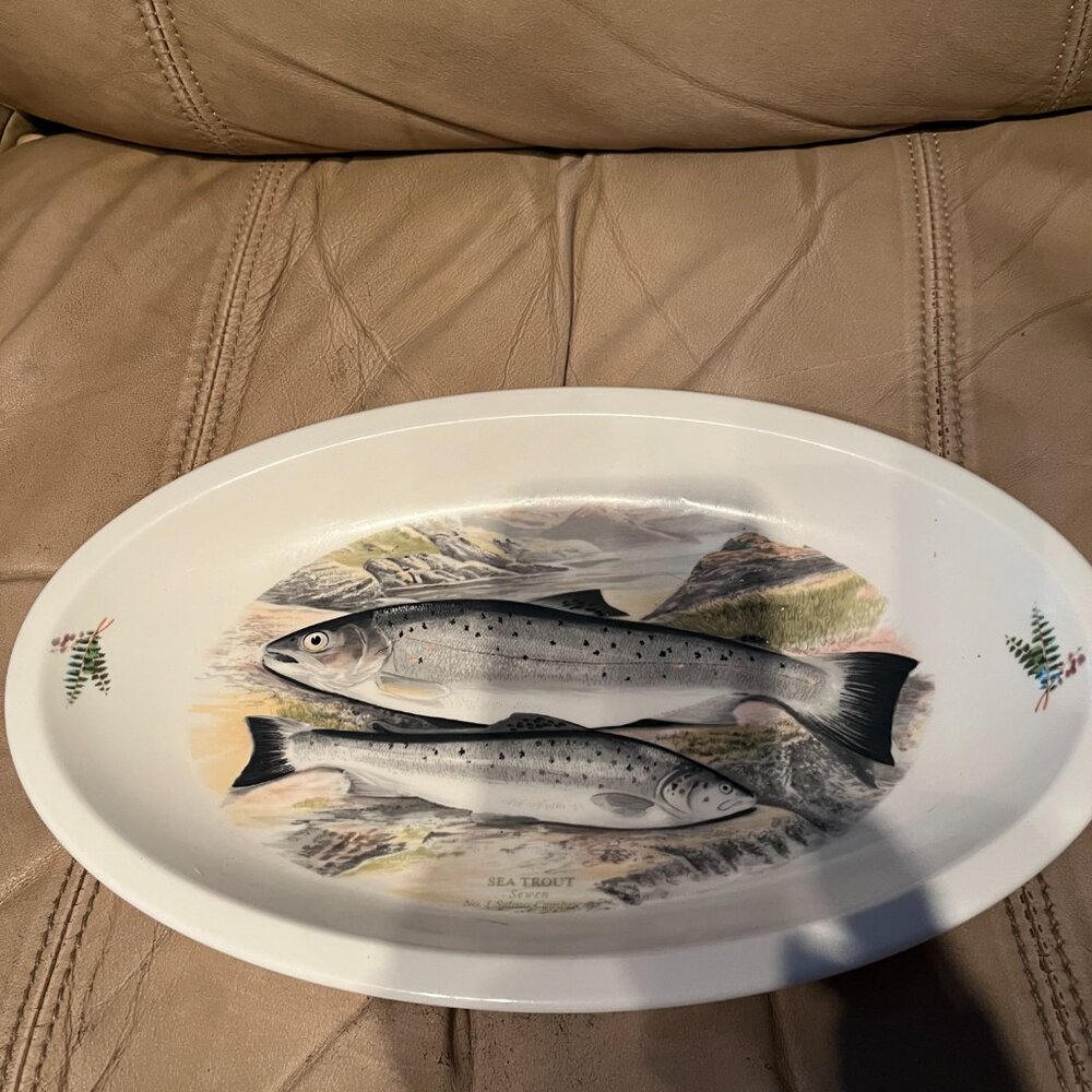 Portmeirion The Compleat Angler 13" Oval Plate Platter Sea Trout Sewen